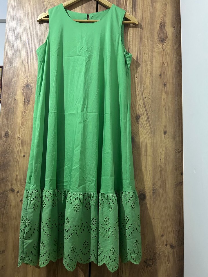 Uzun Yeşil Kolsuz Bohem Elbise - Görsel 4