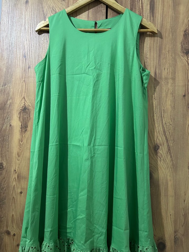 Uzun Yeşil Kolsuz Bohem Elbise - Görsel 3