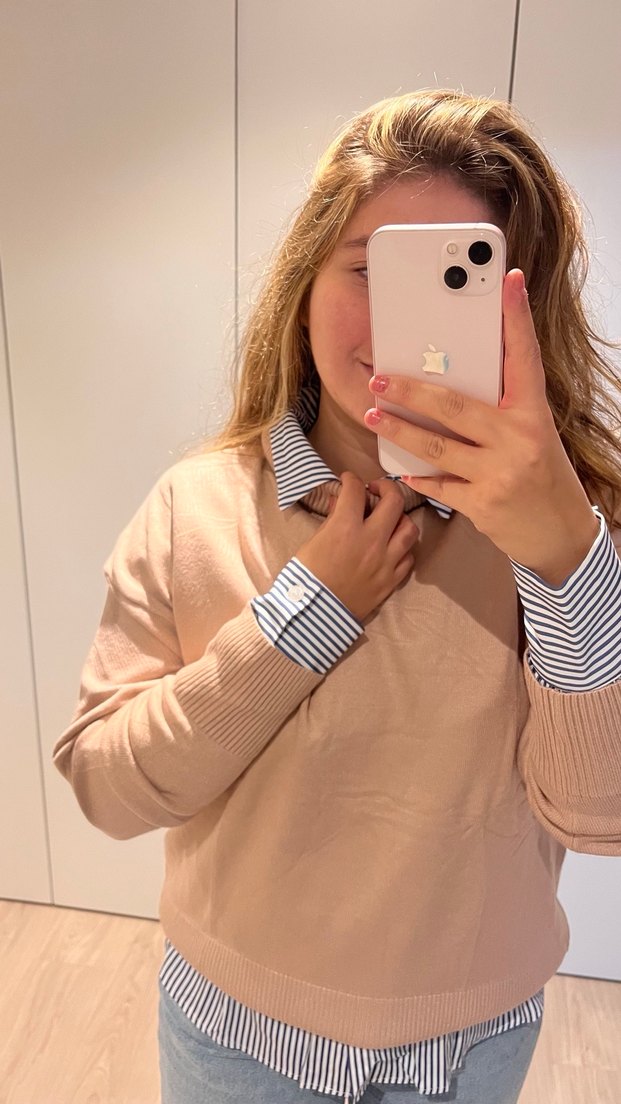 Bej Kadın Bisiklet Yaka Triko Kazak - Görsel 3