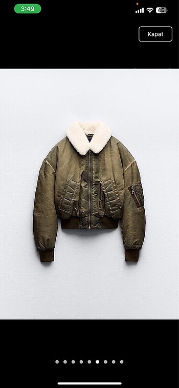 xs Beden haki Renk zara distress gorunumlu bomber ceket