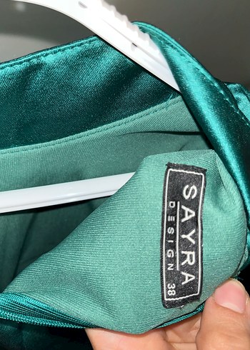 Parlak Yeşil Uzun Kollu Abiye Elbise - Görsel 4