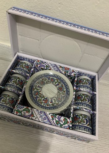 Çini Desenli Kahve Fincanı ve Tabağı Seti - Görsel 4