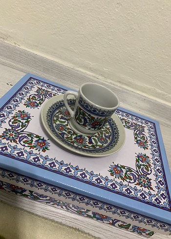 Çini Desenli Kahve Fincanı ve Tabağı Seti - Görsel 2