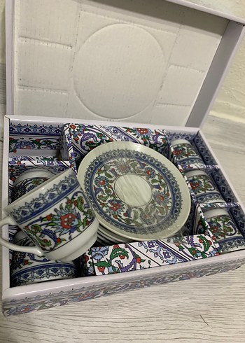 Çini Desenli Kahve Fincanı ve Tabağı Seti - Görsel 3