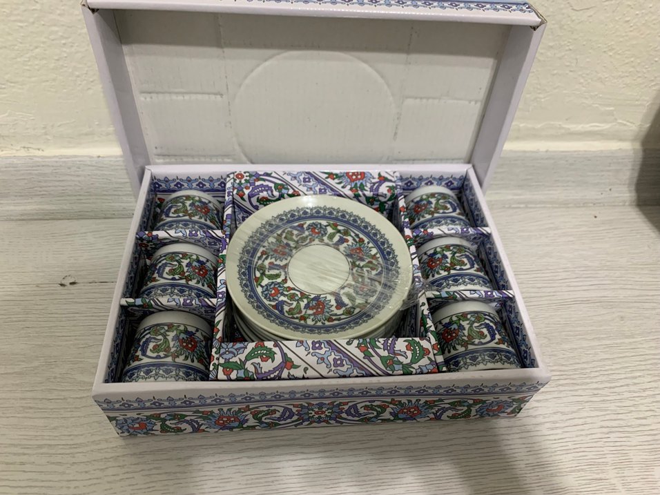 Çini Desenli Kahve Fincanı ve Tabağı Seti - Görsel 5