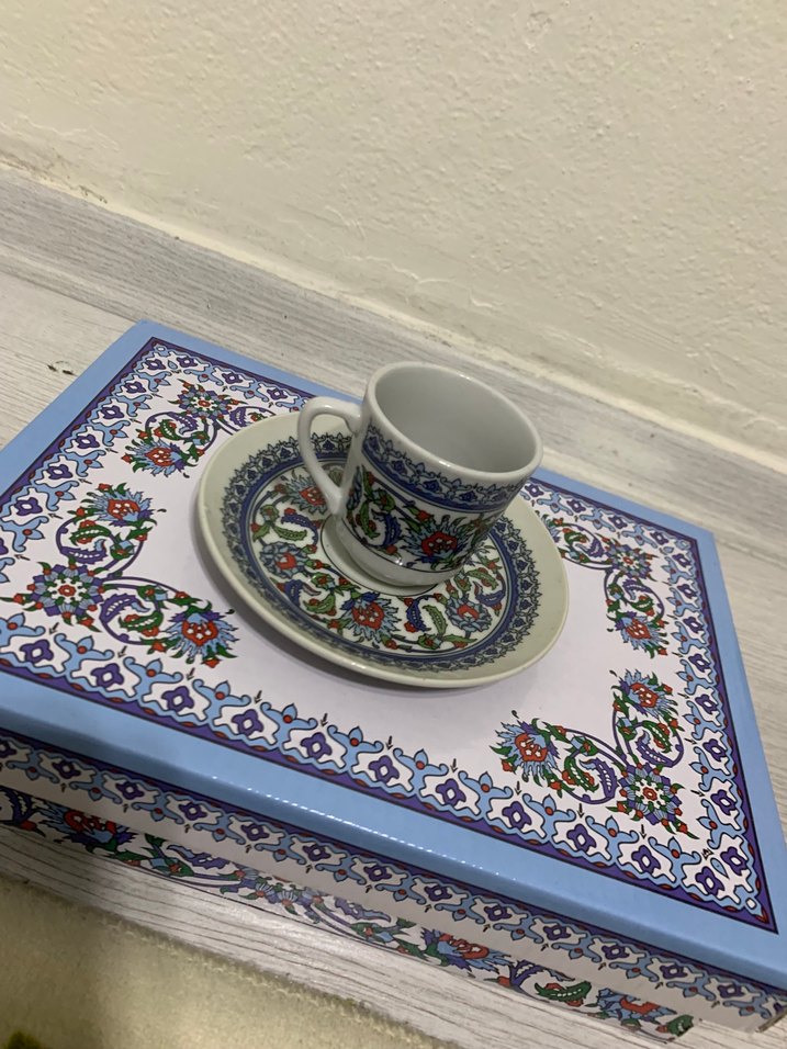 Çini Desenli Kahve Fincanı ve Tabağı Seti - Görsel 2