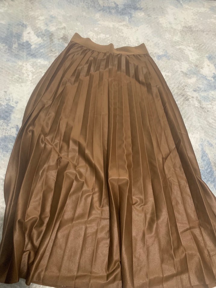 Parlak Kahverengi Pilili Uzun Etek - Görsel 4