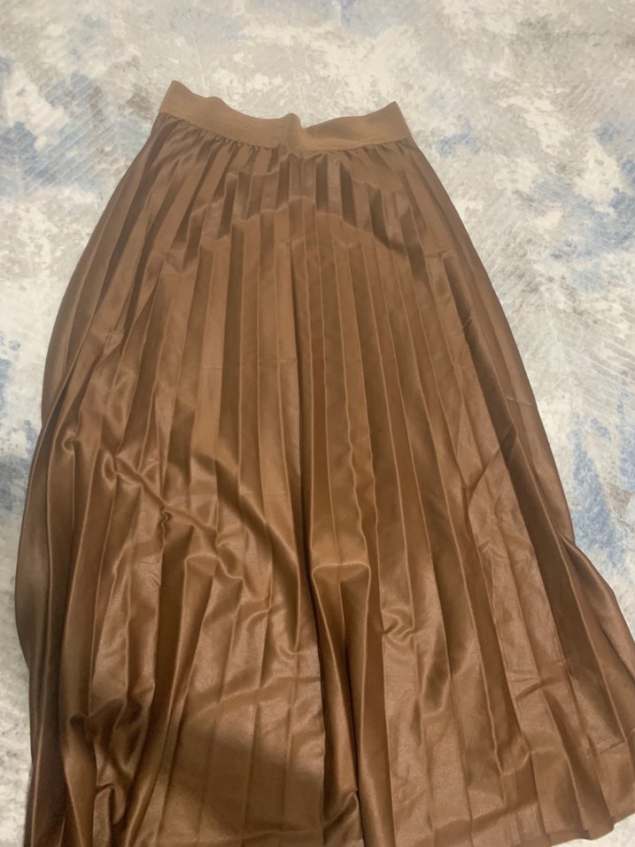 Parlak Kahverengi Pilili Uzun Etek - Görsel 2