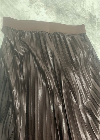 Parlak Kahverengi Pilili Uzun Etek - Görsel 2