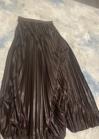 Parlak Kahverengi Pilili Uzun Etek - Görsel 4