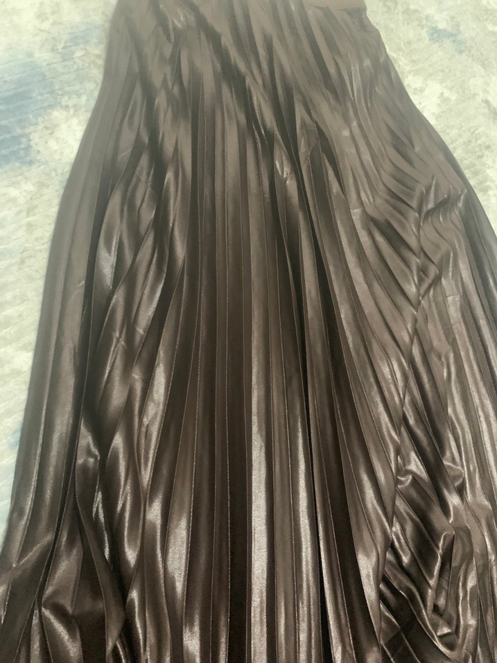 Parlak Kahverengi Pilili Uzun Etek - Görsel 3