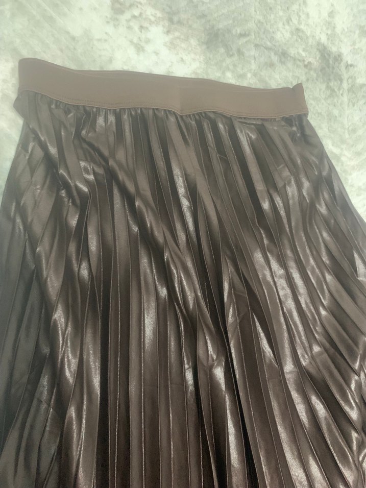 Parlak Kahverengi Pilili Uzun Etek - Görsel 2