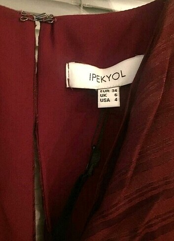 34 Beden bordo Renk İPEKYOL MİDİ BOY ELBİSE