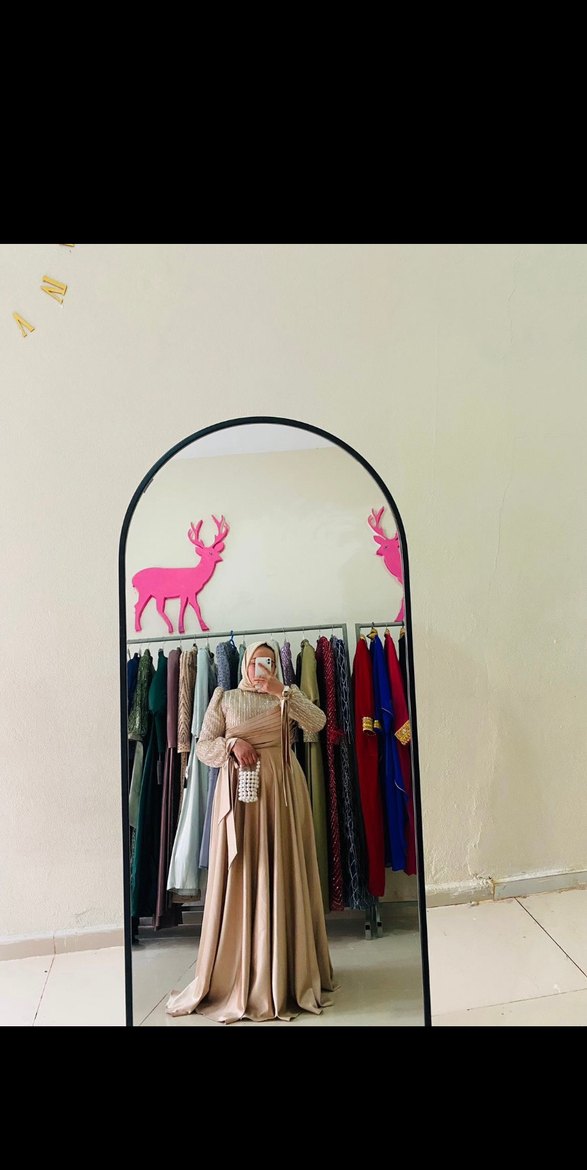 Pembe Uzun Kollu Drapeli Straplez Abiye - Görsel 2