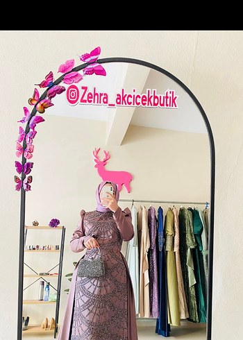 Pembe Drapeli Uzun Abiye Elbise