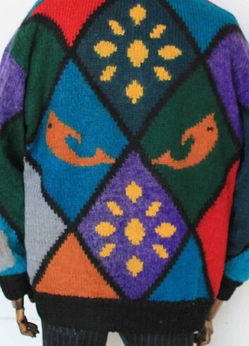 m Beden Knit Vintage Örgü Hırka