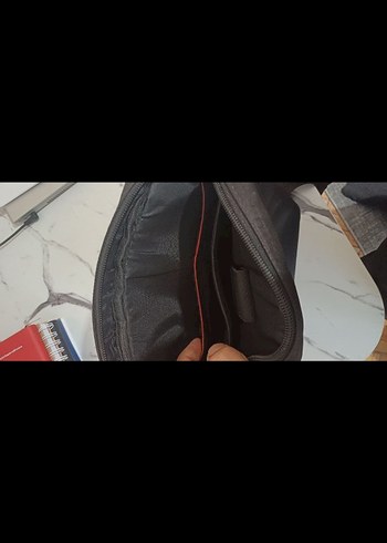 Erkek Siyah Baskılı Fermuarlı Omuz Çantası - Görsel 7