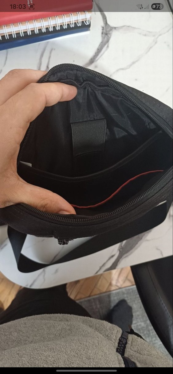 Erkek Siyah Baskılı Fermuarlı Omuz Çantası - Görsel 5