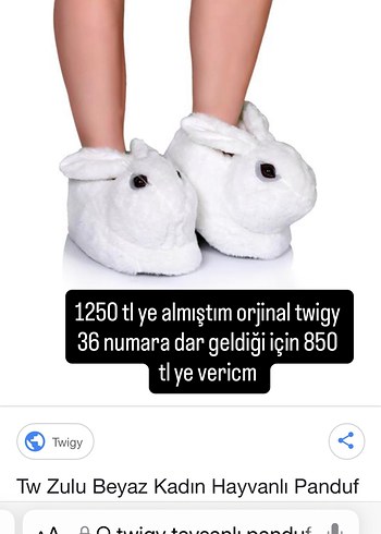 Twigy Beyaz Kadın Hayvanlı Panduf - Görsel 2