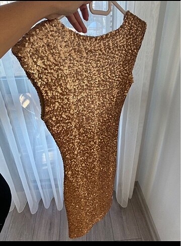 Gold payet mini elbise