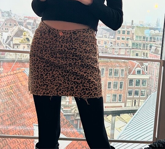 Zara muadil leopar desen kot etek