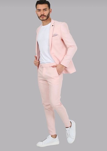 Diğer Pembe Regular Fit Damatlık Takım Elbise 56/6 drop