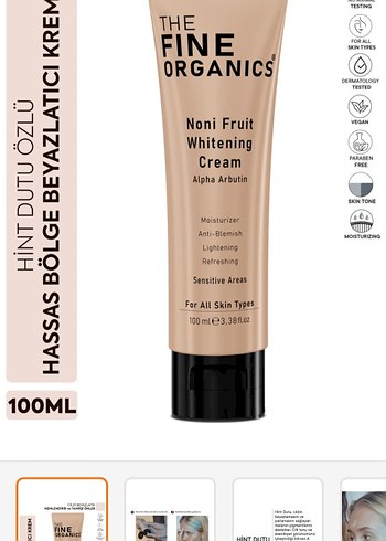 The Fine Organics Noni Meyveli Beyazlatıcı Krem 100ml