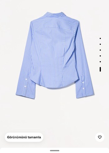 Bershka Mavi Çizgili Kadın Gömlek - Görsel 5