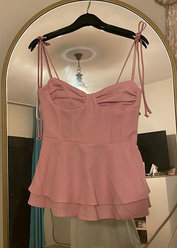 Pembe Askılı Bluz - Görsel 3