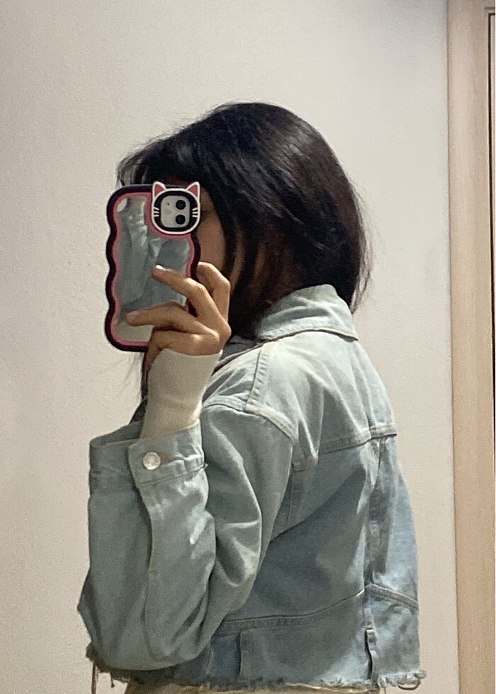 kısa crop kot ceket - Görsel 2