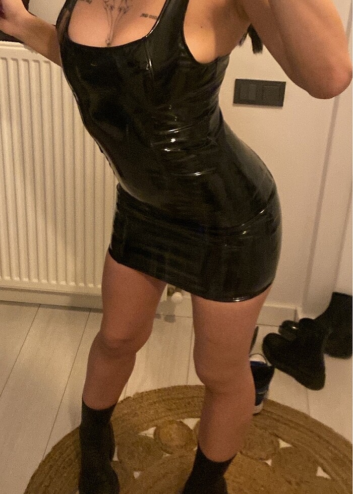 siyah rugan elbise - Görsel 4