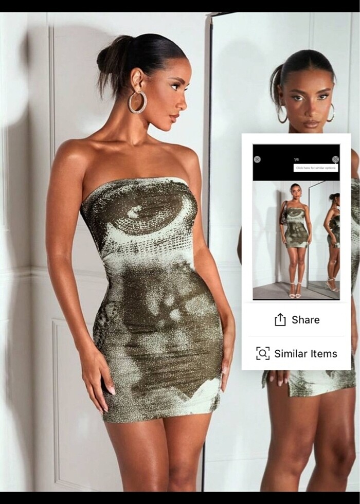 shein elbise straplez mini - Görsel 2