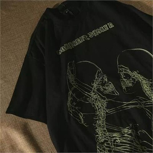 m Beden siyah Renk Harajuku Skeleton Couple Siyah (Unisex) T-shirt