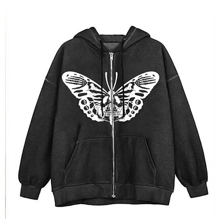 Harajuku Skeleton Moth Unisex Hoodie