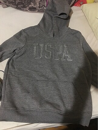 USPA M Beden Gri Polarlı Sweatshirt