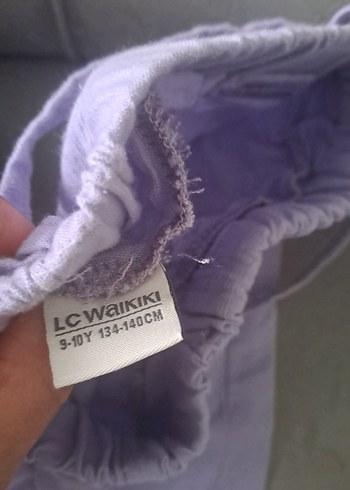 Kız Çocuk Lila Keten Rahat Kesim Pantolon - Görsel 3