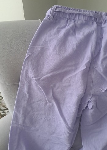 Kız Çocuk Lila Keten Rahat Kesim Pantolon - Görsel 4