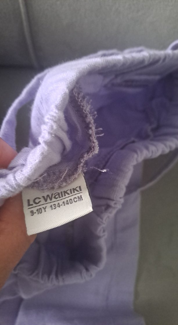 Kız Çocuk Lila Keten Rahat Kesim Pantolon - Görsel 3