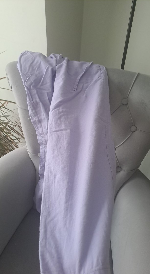 Kız Çocuk Lila Keten Rahat Kesim Pantolon - Görsel 2