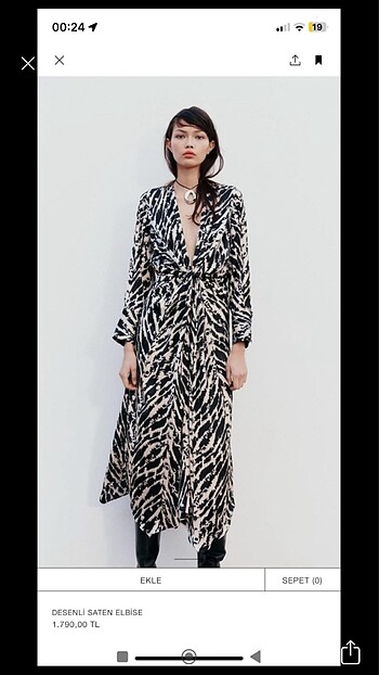 Zara saten elbise