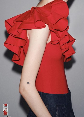 Zara kırmızı fırfırlı body - Görsel 3