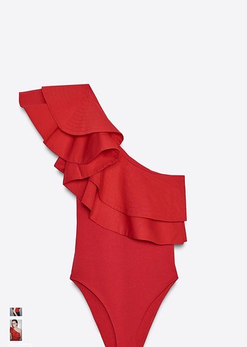 Zara kırmızı fırfırlı body - Görsel 5