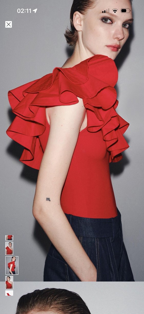 Zara kırmızı fırfırlı body - Görsel 3