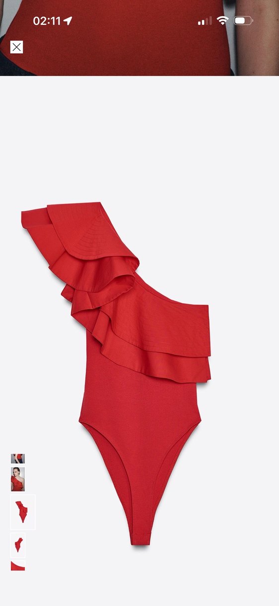 Zara kırmızı fırfırlı body - Görsel 5