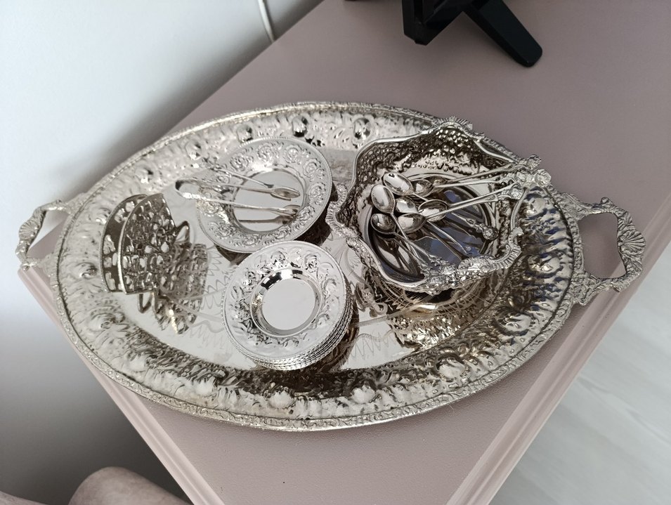 gümüş kaplama tepsi şekerlik - Görsel 2