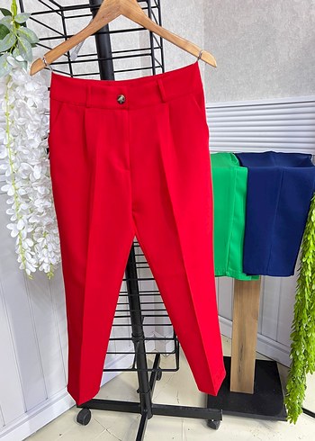 Diğer Kırmızı Pilili Mini Kadın Kumaş Pantolon