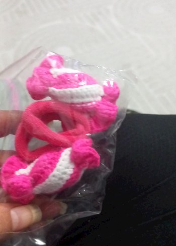 Beyaz Nakışlı Örgü Çocuk Toka - Görsel 2