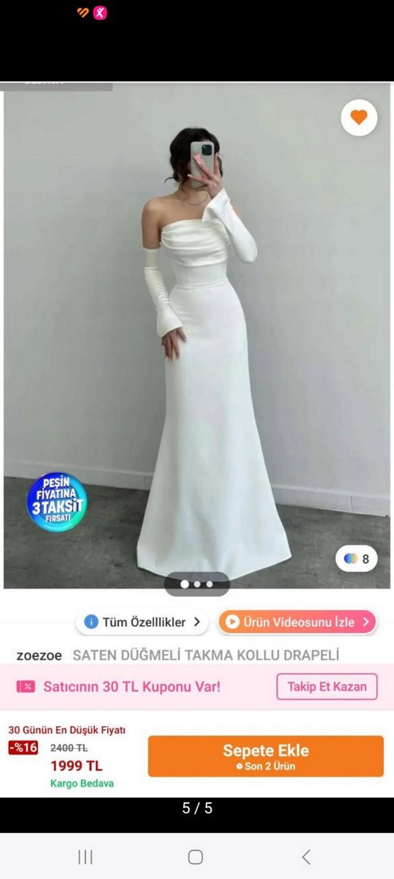 Minimalist Straplez Uzun Beyaz Gelinlik - Görsel 4