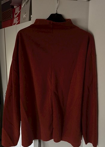 Bordo Kadın Boğazlı Salaş Sweatshirt - Görsel 3
