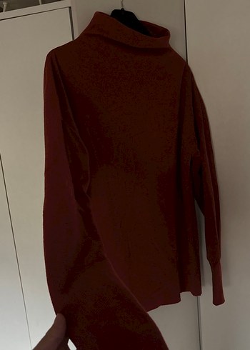 Bordo Kadın Boğazlı Salaş Sweatshirt - Görsel 2